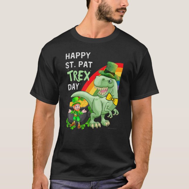 Camiseta Happy St Pat T Rex Saint Patrick's Day Dinosaur (Frente)
