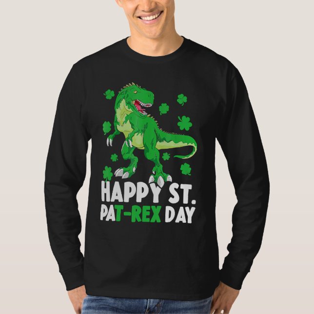 Camiseta Happy St Pat T Rex Saint Patrick's Day Dinosaur Bo (Frente)