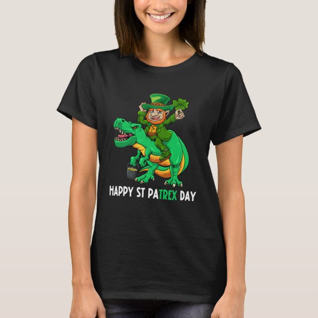 Camiseta Happy St Pat Trex Day Dino St Patricks Day Leprech (Frente)