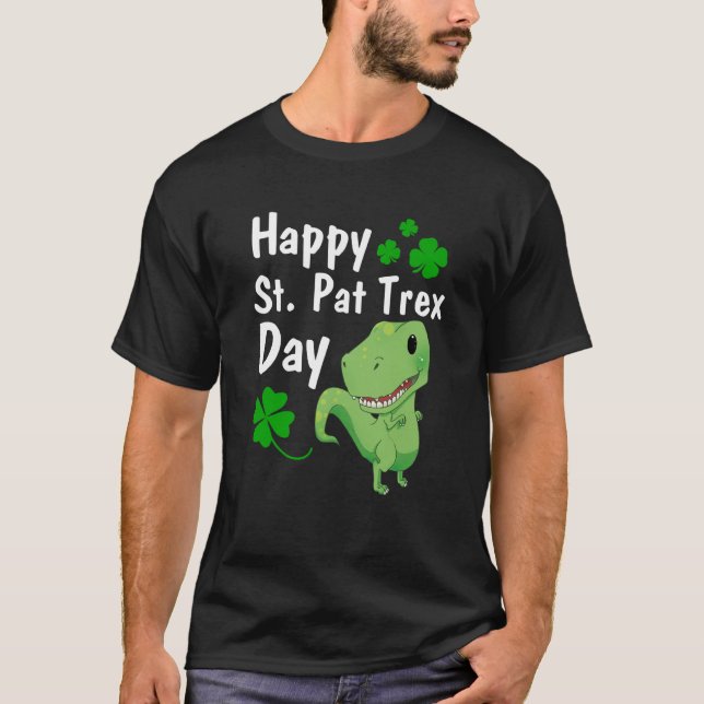 Camiseta Happy St Pat Trex DayDinosaur St Patrick's Day (Frente)