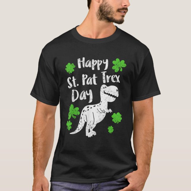 Camiseta Happy St Pat Trex T Rex Shamrock St Patrick s Day  (Frente)