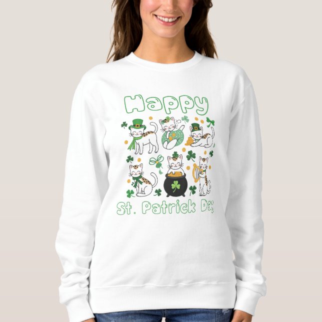 Camiseta Happy St. Patrick Day Cats  (Frente)