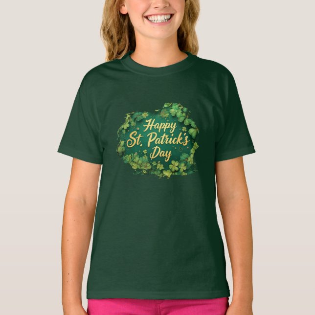 Camiseta Happy St. Patrick’s Day Clover Design (Frente)