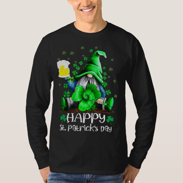 Camiseta Happy St Patrick s Day Gnome Tie Dye Shamrock (Frente)
