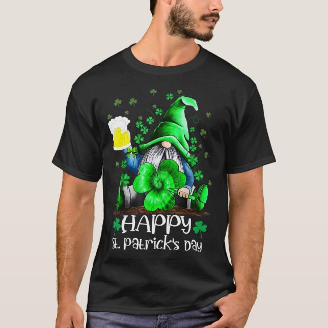 Camiseta Happy St Patrick s Day Gnome Tie Dye Shamrock (Frente)