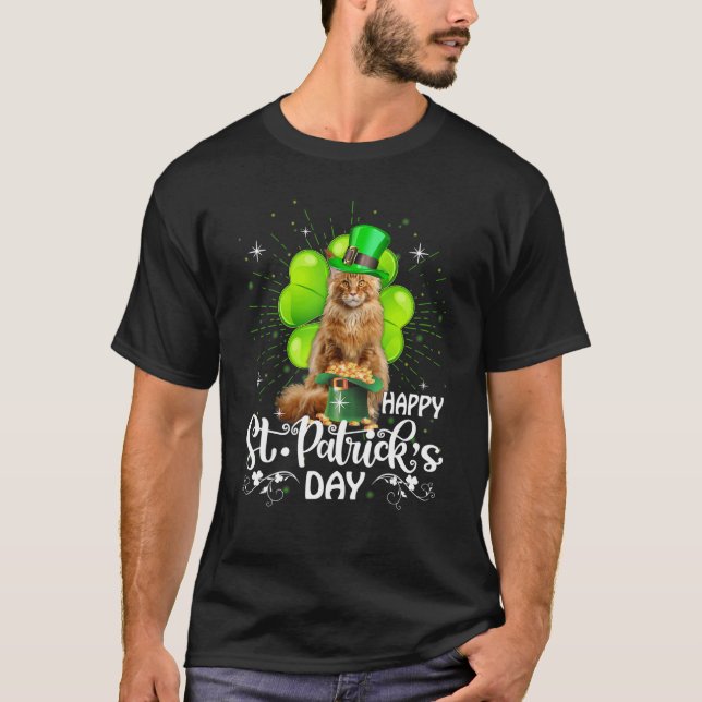 Camiseta Happy St Patrick S Day Maine Coon Cat Shamrock Luc (Frente)