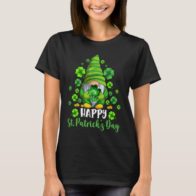 Camiseta Happy St Patrick's Day Gnome Tie Dye Shamrock (Frente)