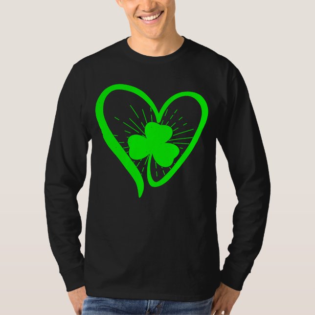 Camiseta Happy St Patrick's Day Irish Shamrock Heart Family (Frente)