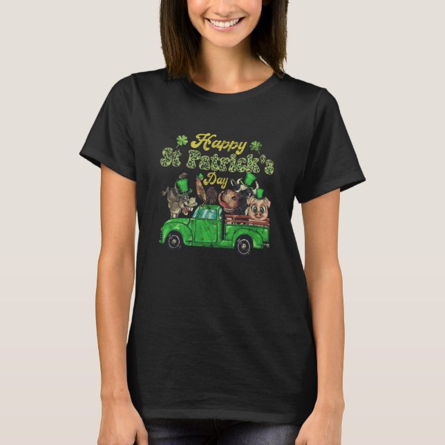 Camiseta Happy St Patrick's Day Pig Heifer Chicken Animals (Frente)
