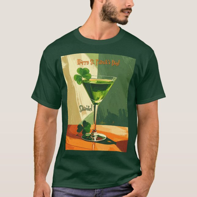 Camiseta Happy St. Patrick's Day Shamrock Martini  (Frente)