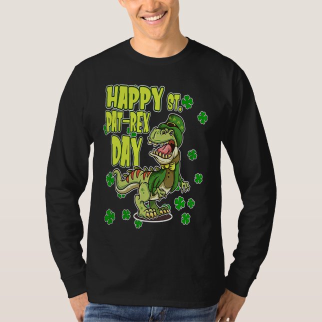 Camiseta Happy St Patricks Day St Pat Rex Rex Shamrock C (Frente)