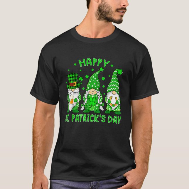 Camiseta Happy St Patrick's Day Three Gnomes Shamrock Boys  (Frente)