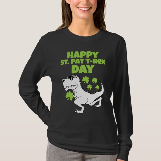 Camiseta Happy St Patricks T Rex Day Women Men Boy Girl Kid (Frente)