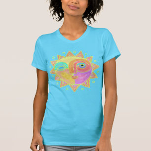 Camiseta Happy Sun Face Abstrato Art para Vestir