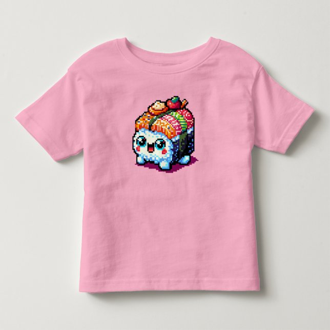 Camiseta Happy Sushi Roll - Comida Japonesa com Pinças (Frente)