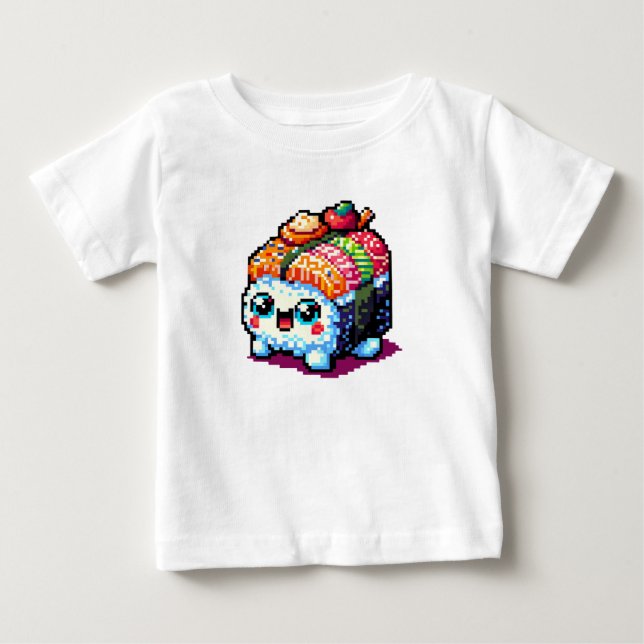 Camiseta Happy Sushi Roll - Comida Japonesa com Pinças (Frente)