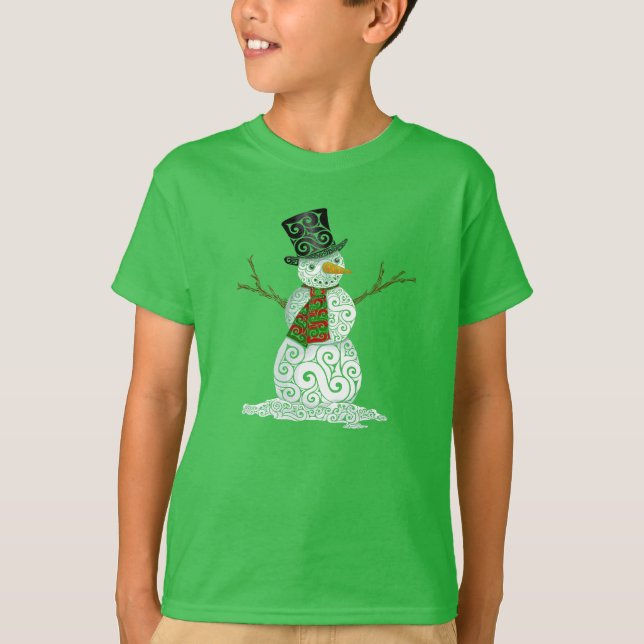 Camiseta Happy Swirly Snowman (Frente)