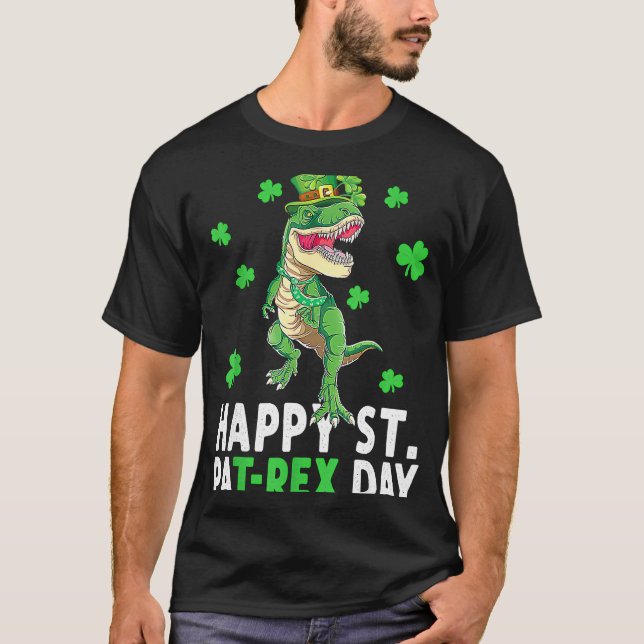 Camiseta Happy T Rex Dinosaur Saint Patrick's Day For Boys  (Frente)
