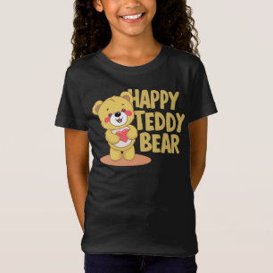 Camiseta Happy Teddy Bear Segurando Um Coração