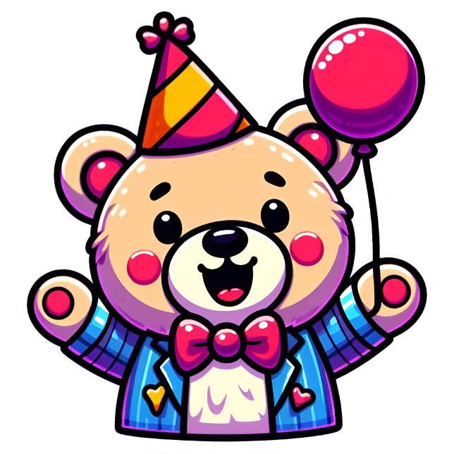 Camiseta Happy Teddy Bear with Party Attire in a Doodle (Criador carregado)
