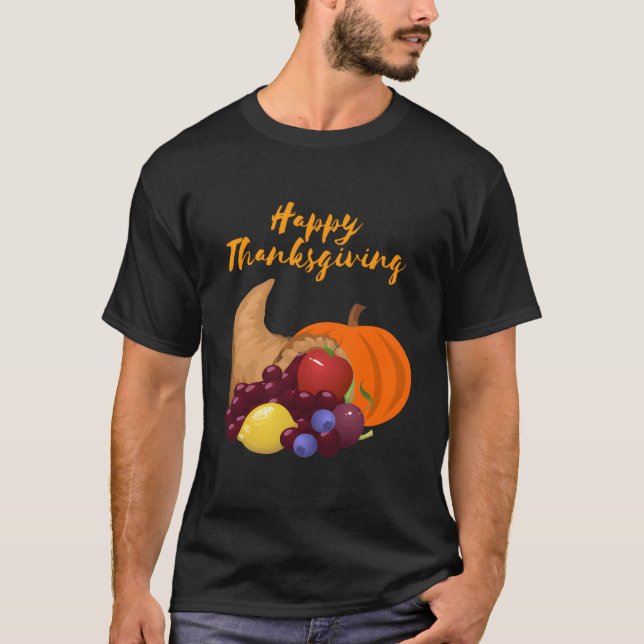 Camiseta Happy Thanksgiving Cornucopia (Frente)