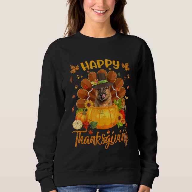 Camiseta Happy Thanksgiving German Shepherd Dog Turkey Pump (Frente)