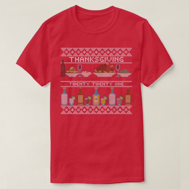 Camiseta Happy Thanksgiving Ugly Sweater Style Happy Holida (Frente do Design)