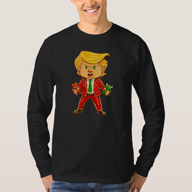 Camiseta Happy Trump Funny Trump Bull Bear Trump Meme Chibi (Frente)