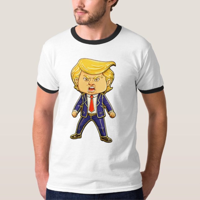 Camiseta Happy Trump Lapel Pin Meme Angry Trump Pop Art (Frente)