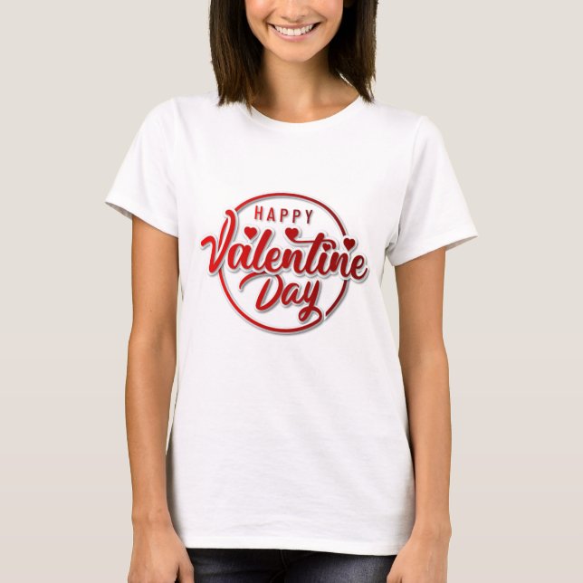 Camiseta Happy Valentine Day Badge Design Shirt – Romantic  (Frente)