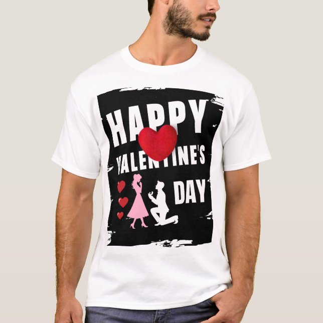 Camiseta Happy Valentine’s Day Matching Couples Outfit Tee (Frente)