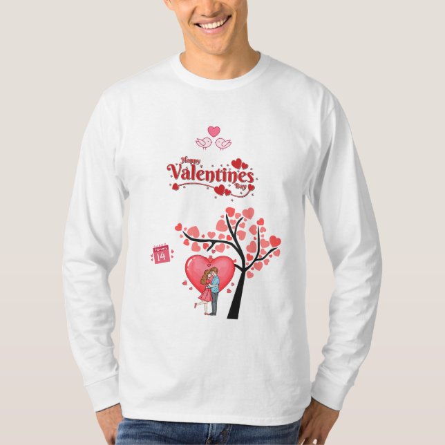 Camiseta Happy Valentine’s Day – Romantic Couple (Frente)