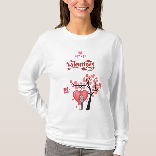 Camiseta Happy Valentine’s Day – Romantic Couple (Frente)