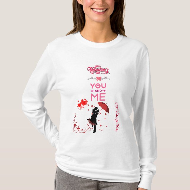 Camiseta Happy Valentine’s Day – You and Me Romantic Love (Frente)