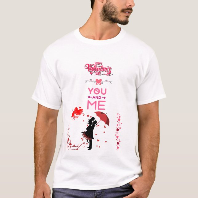 Camiseta Happy Valentine’s Day – You and Me Romantic Love (Frente)