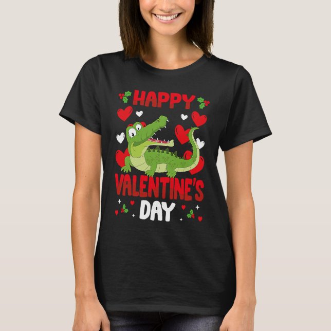 Camiseta Happy Valentines Day Alligators Heart Love Animal (Frente)