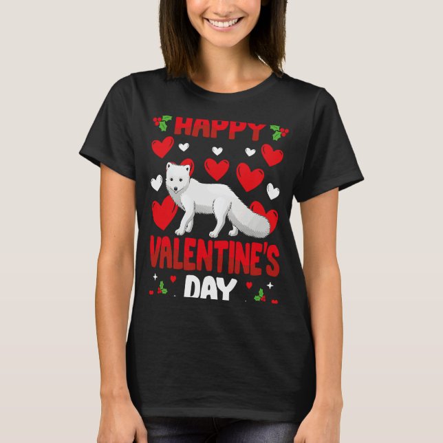 Camiseta Happy Valentines Day Arctic Foxes Heart Love Anima (Frente)