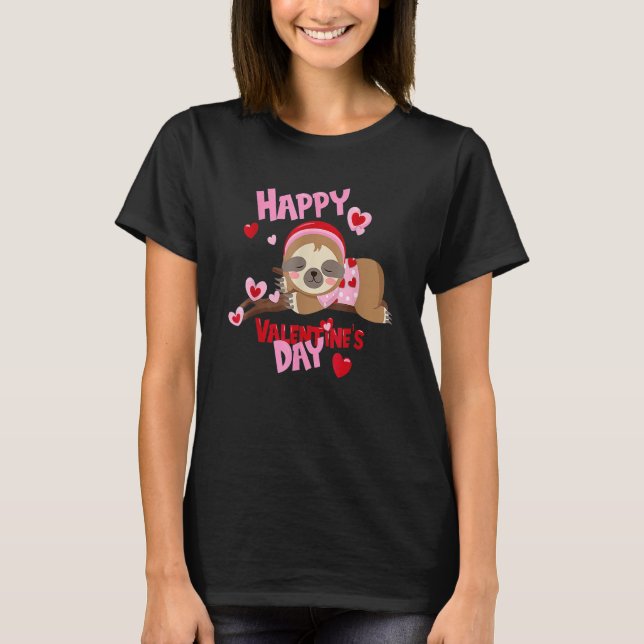 Camiseta Happy Valentines Day Baby Sloth For Boys And Girls (Frente)