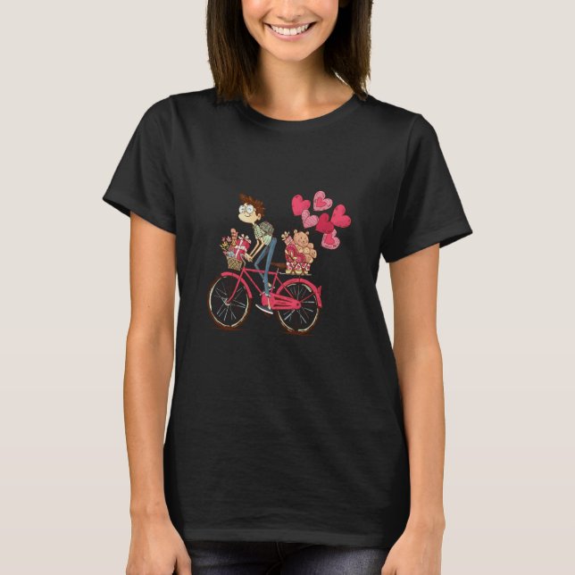 Camiseta Happy Valentines Day Bicycle Lovely Relationship F (Frente)