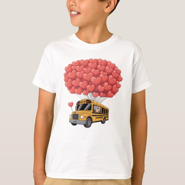Camiseta Happy Valentine's Day Bus with Owl (Frente)