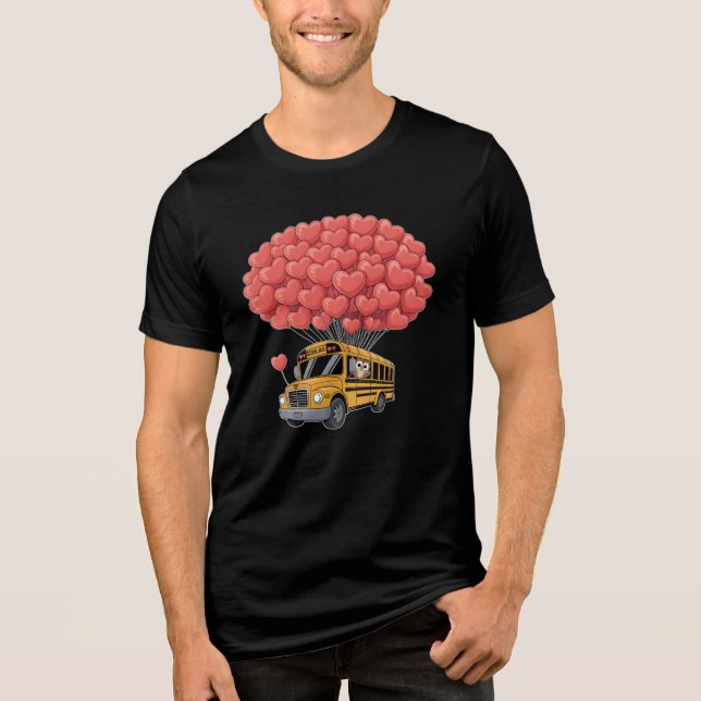 Camiseta Happy Valentine's Day Bus with Owl (Frente)