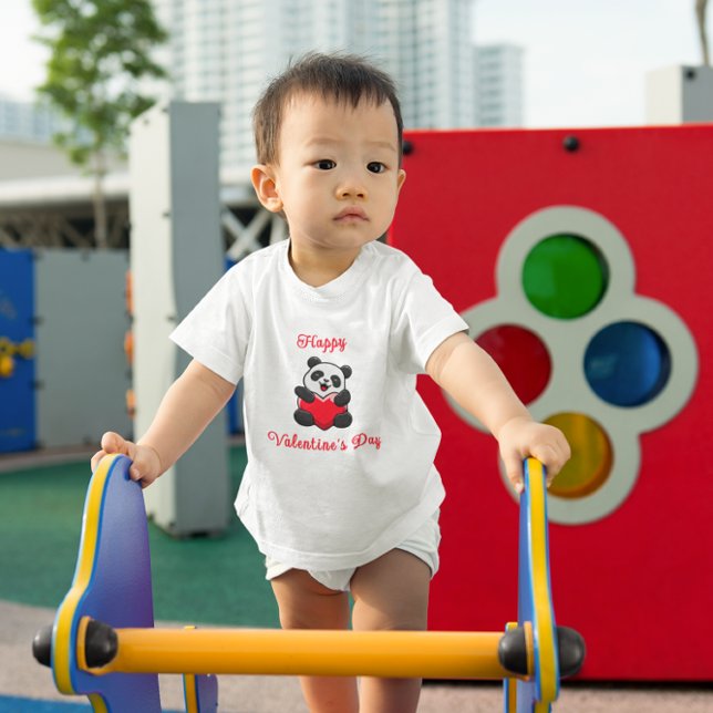 Camiseta Happy Valentine's Day Cute Panda With Heart (Criador carregado)