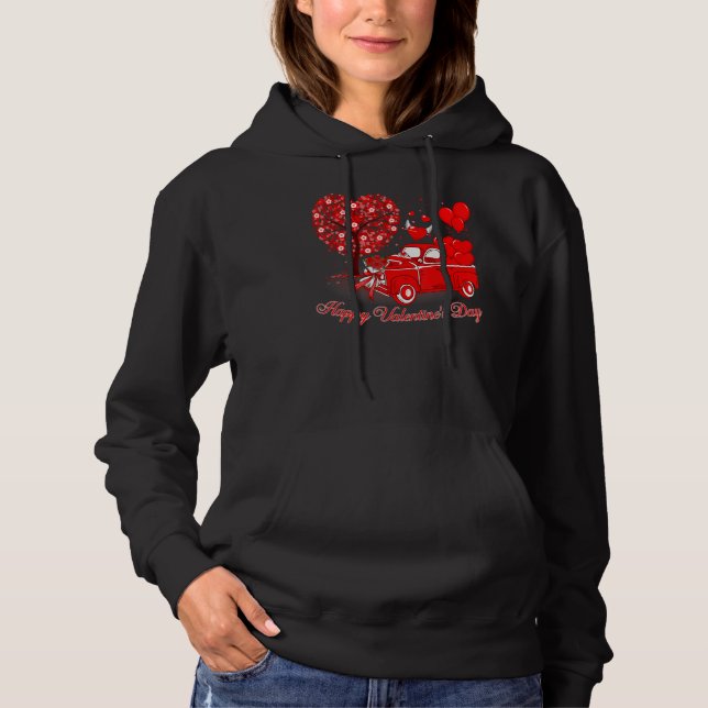 Camiseta Happy Valentines Day Cute Red Truck Heart Matching (Frente)