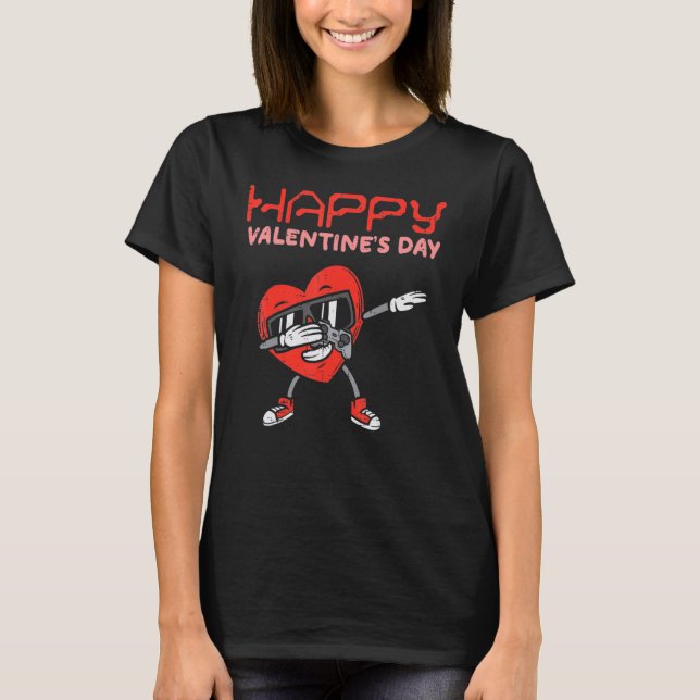 Camiseta Happy Valentines Day Dab Heart Gamer Valentine Boy (Frente)