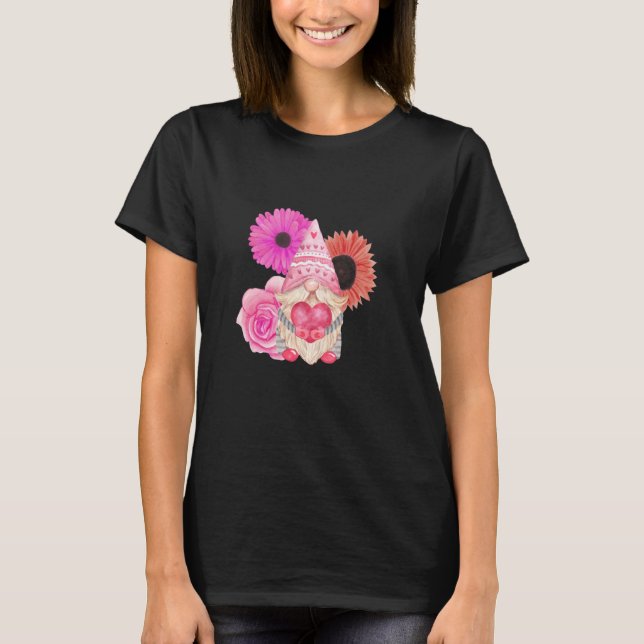 Camiseta Happy Valentine's Day Gnome Sunflowers (Frente)