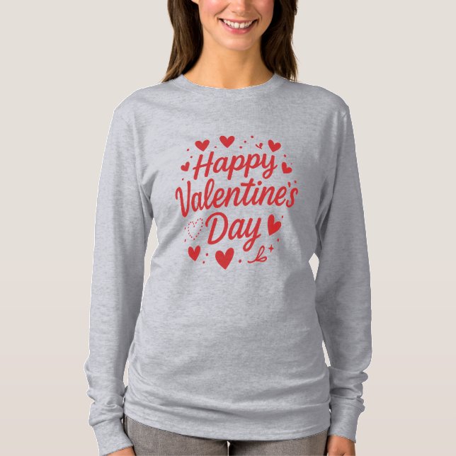 Camiseta Happy Valentine's Day Grey  (Frente)