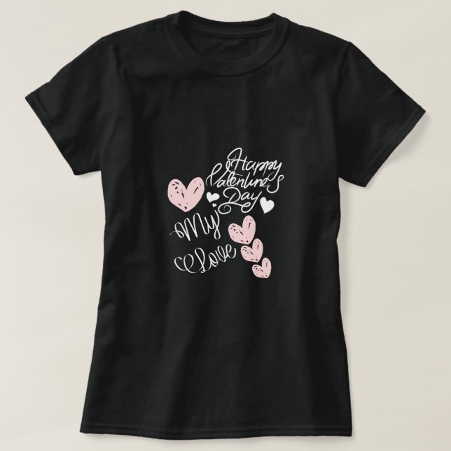 Camiseta Happy Valentine's Day  Hand Drawn Hearts Tee (Frente do Design)