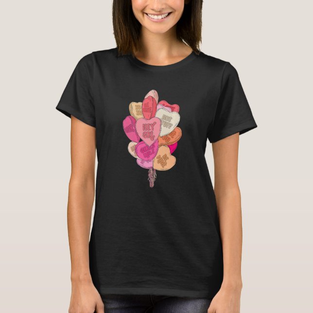 Camiseta Happy Valentine's Day Heart Balloon Candy Groovy V (Frente)