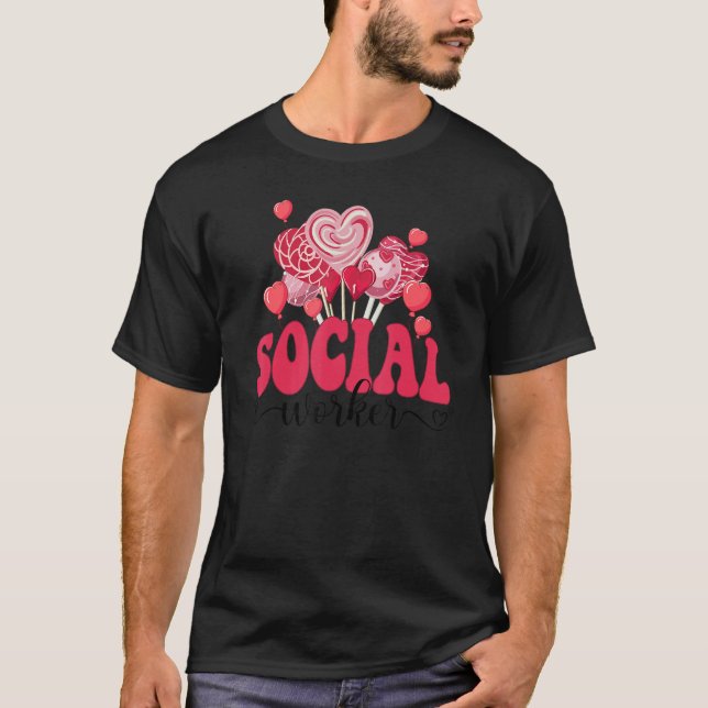 Camiseta Happy Valentines Day Heart Lollipop Funny Social W (Frente)