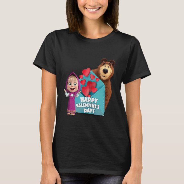 Camiseta Happy Valentine's Day Masha and the Bear (Frente)